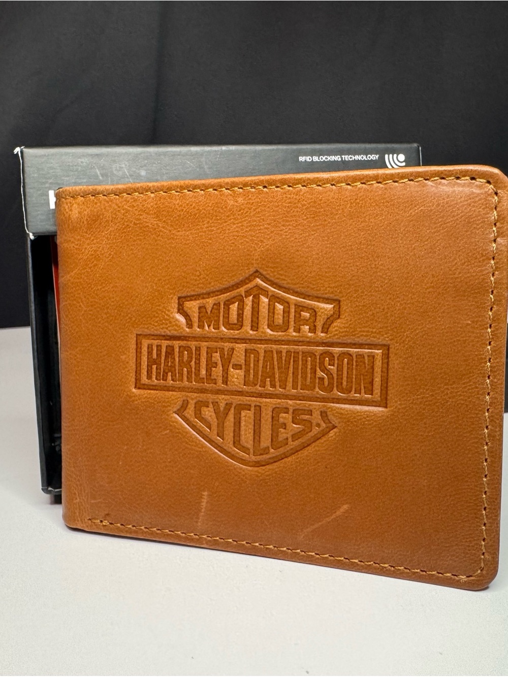Harley-Davidson Brown Leather Bifold Wallet with Embossed Logo